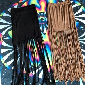 2 long tasseled skirts! Black and brown size small